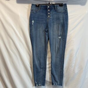 Rewash Women's Blue Distressed Skinny Jeans